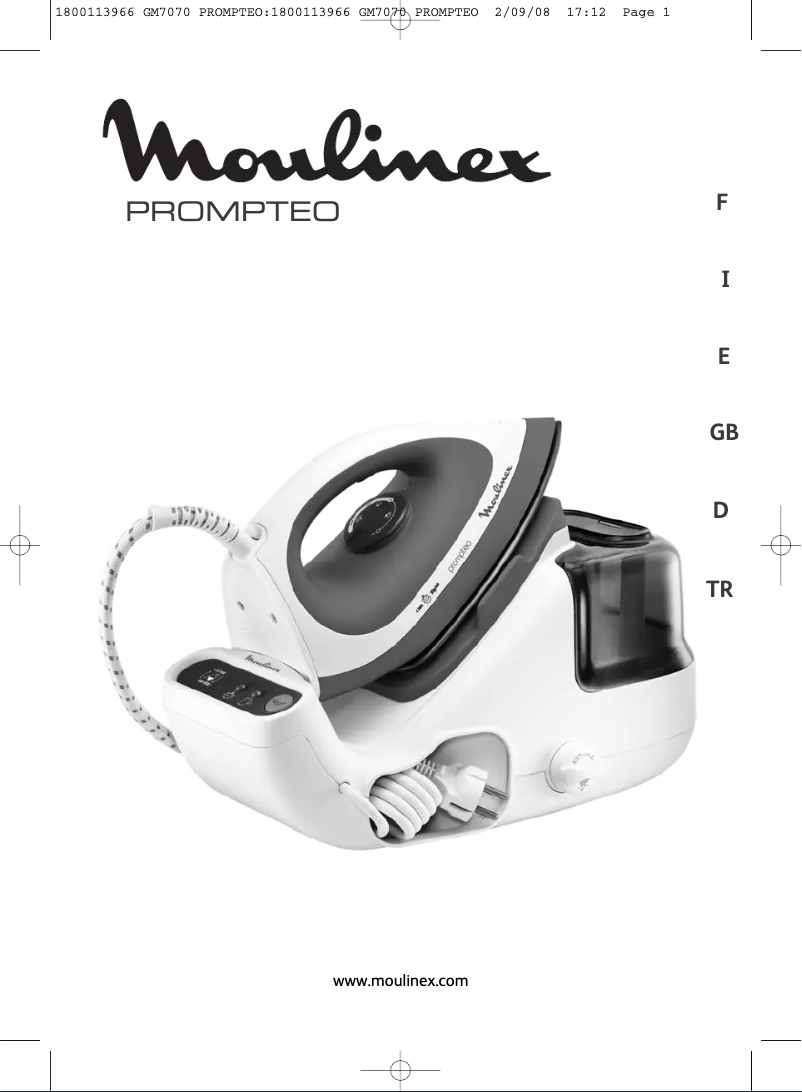 Page n°1 - Manuel utilisateur Moulinex Prompteo GM7070