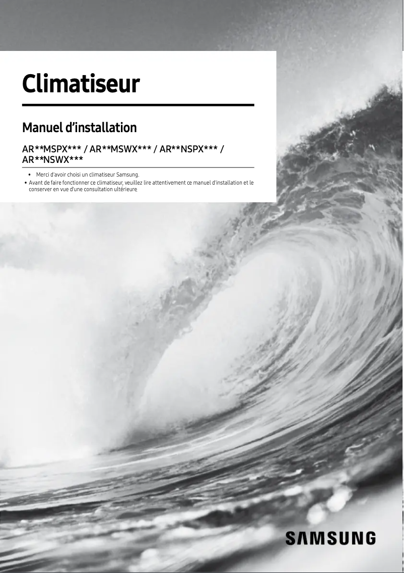 Page n°1 - Guide d'installation Samsung AR09MSWXBWKXEU