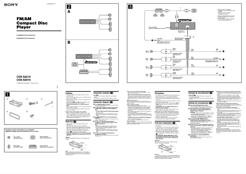 Page n°1 - Guide d'installation Sony CDX-S2010
