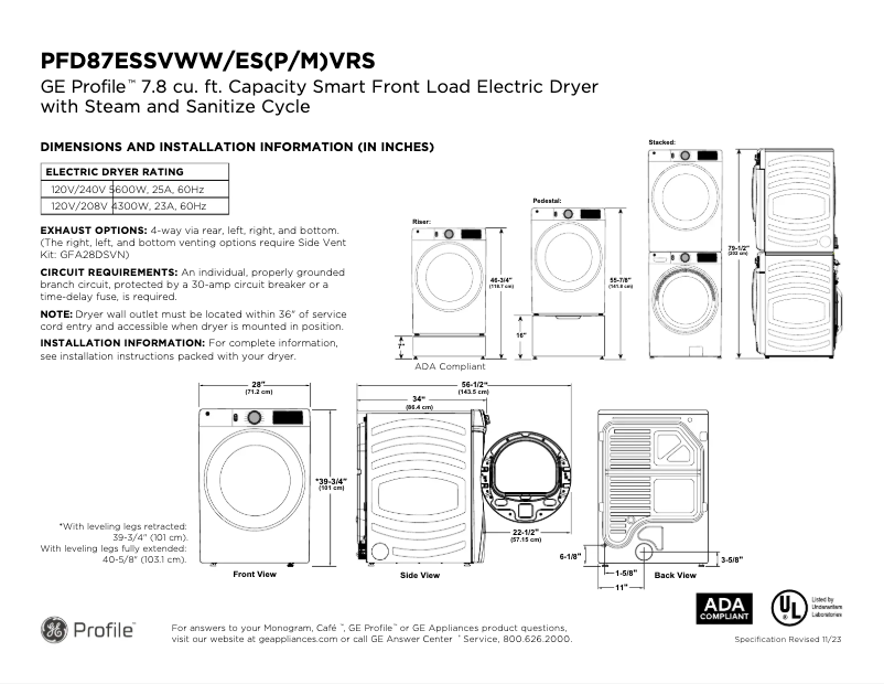 Image de la première page du manuel de l'appareil Profile PFD87ESPVRS