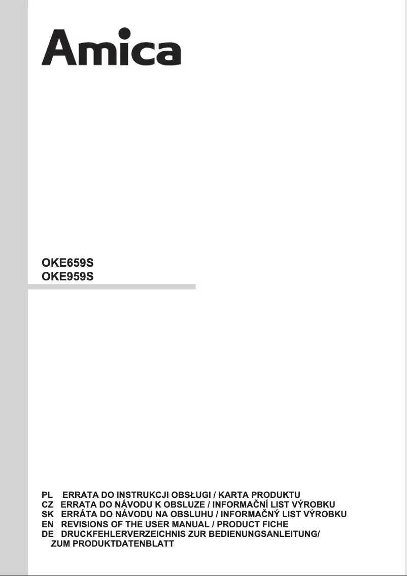 Page 1 of the manual Technical Sheet Amica OKE659S