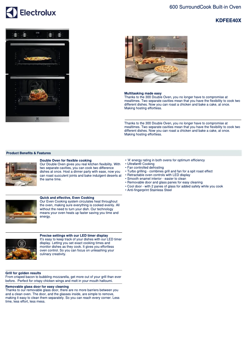 Page 1 de la notice Fiche technique Electrolux KDFEE40X