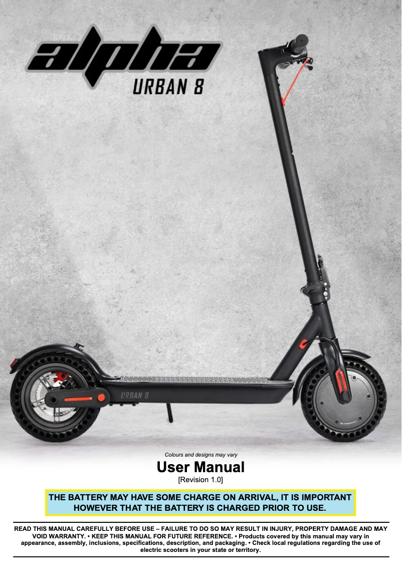 Image de la première page du manuel de l'appareil Urban 8