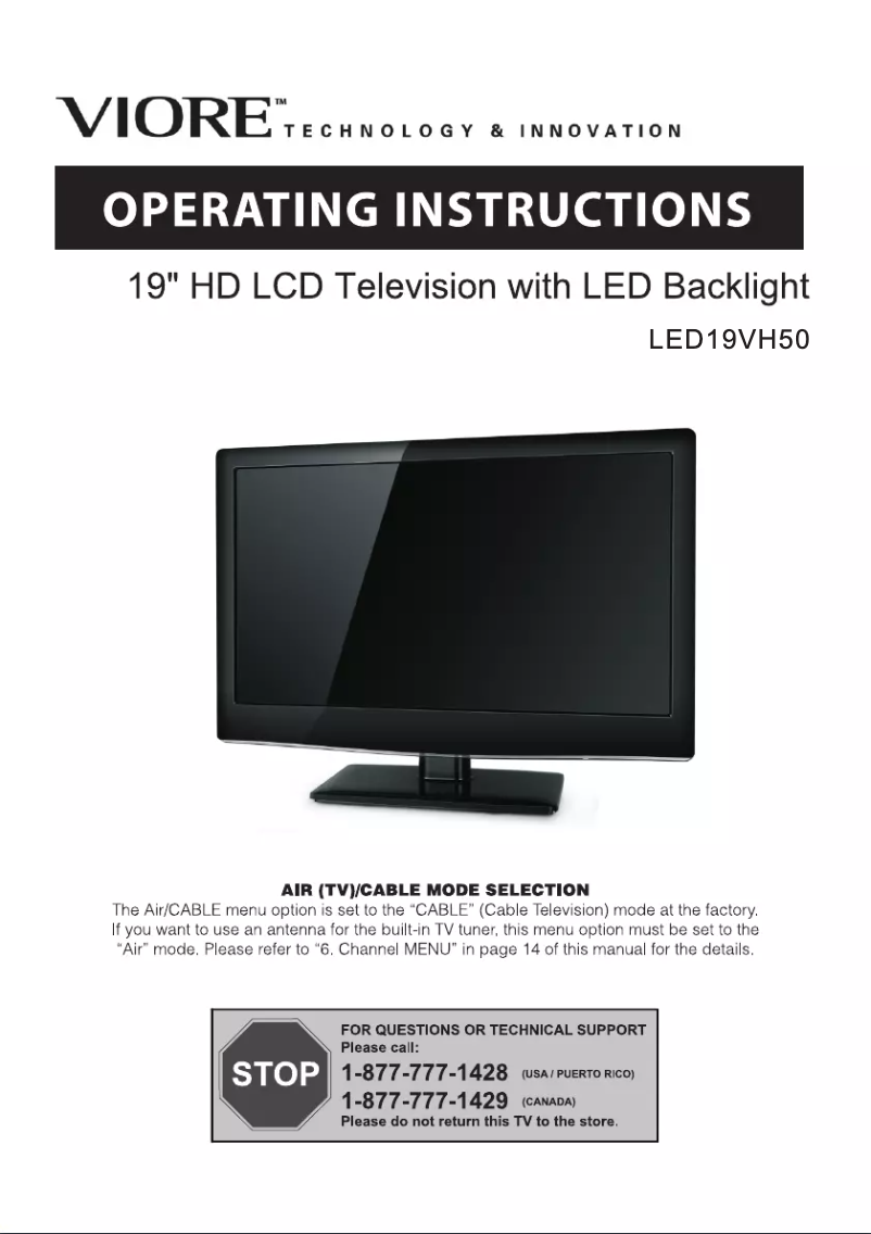 Página 1 del manual Manual de usuario Viore LED19VH50