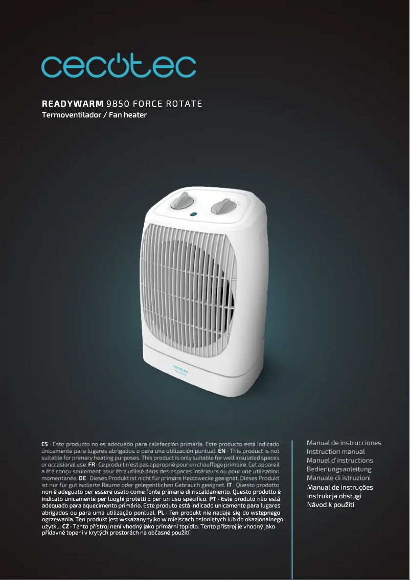 Image de la première page du manuel de l'appareil Readywarm 9850 Force Rotate