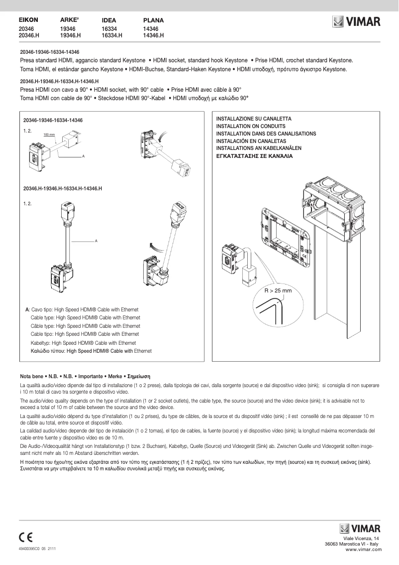 Page 1 de la notice Manuel utilisateur Vimar 20346