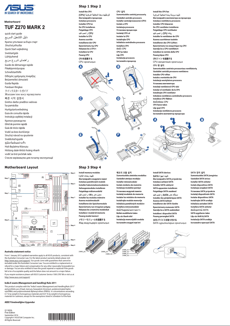 Image de la première page du manuel de l'appareil TUF Z270 MARK 2