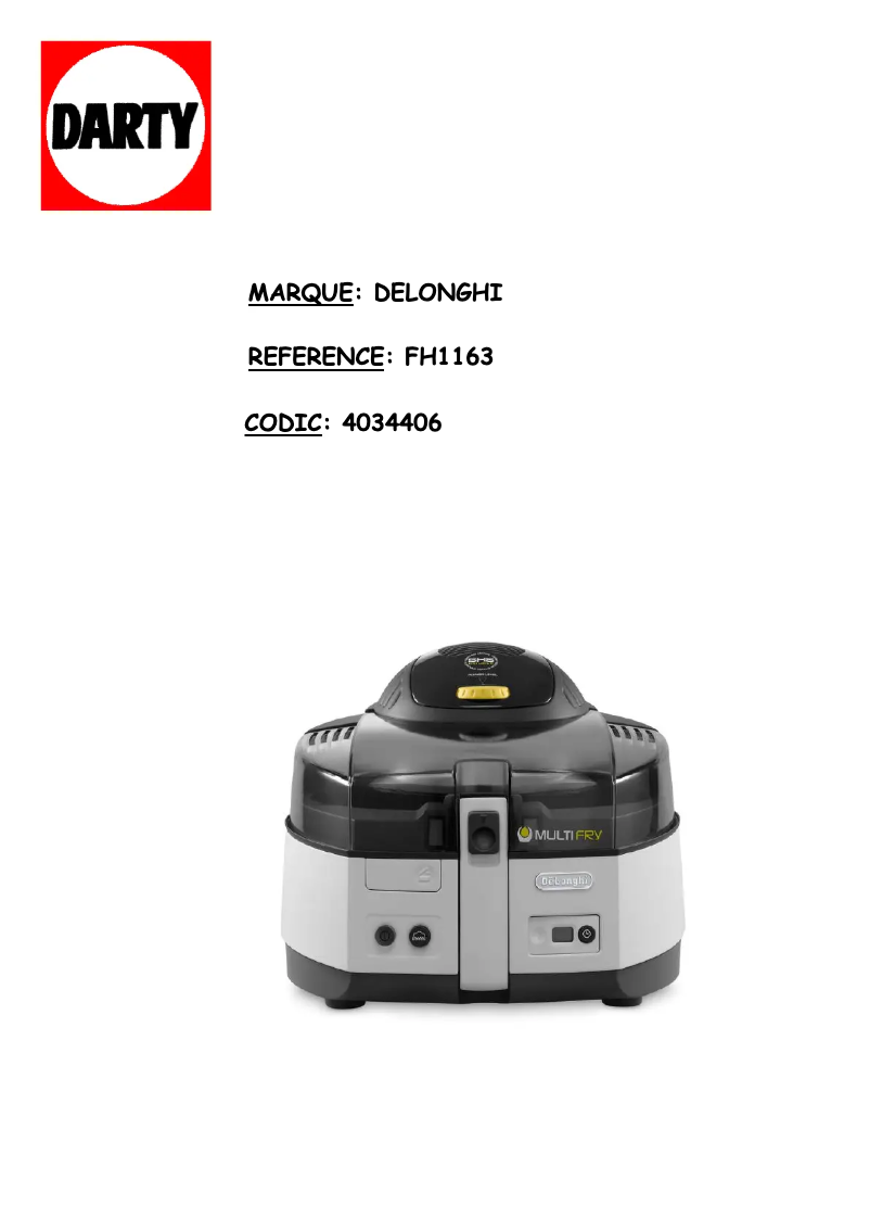 Page n°1 - Manuel utilisateur DeLonghi Multifry Classic FH1163
