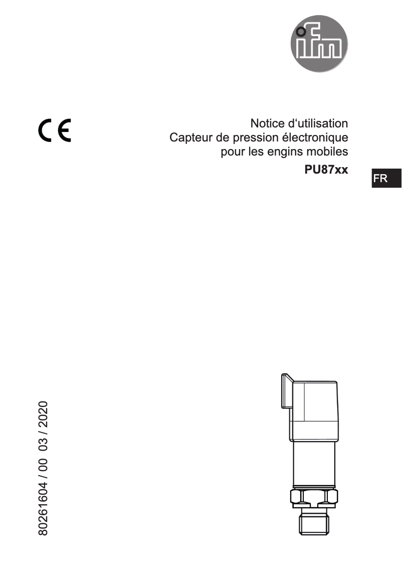 Page 1 de la notice Manuel utilisateur IFM PU8760