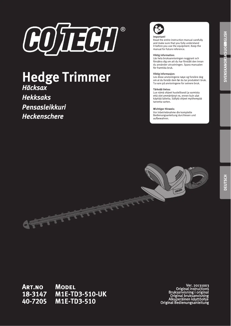 Image de la première page du manuel de l'appareil M1E-TD3-510