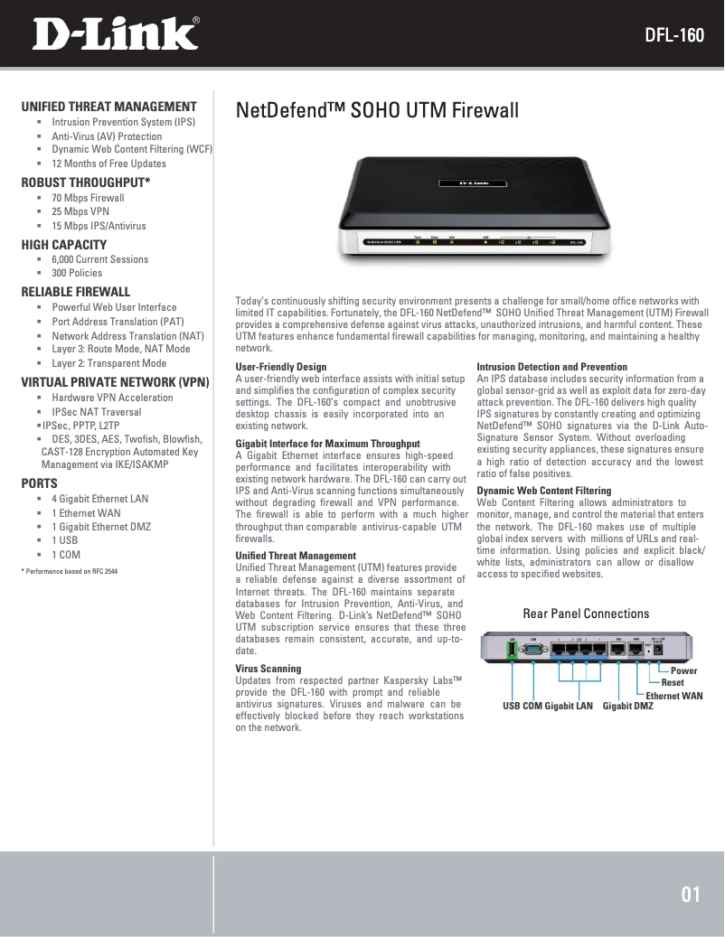 Page n°1 - Fiche technique D-Link DFL-160