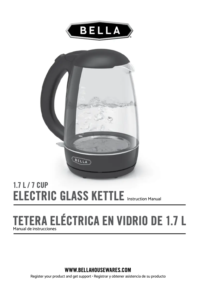 Page 1 de la notice Manuel utilisateur Bella 1.7L Illuminated Glass Kettle
