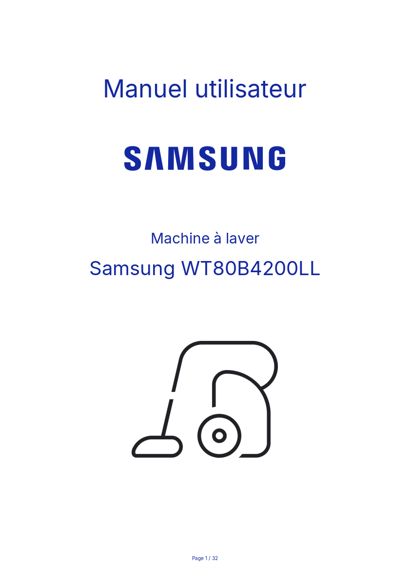 Page n°1 - Manuel utilisateur Samsung WT80B4200LL