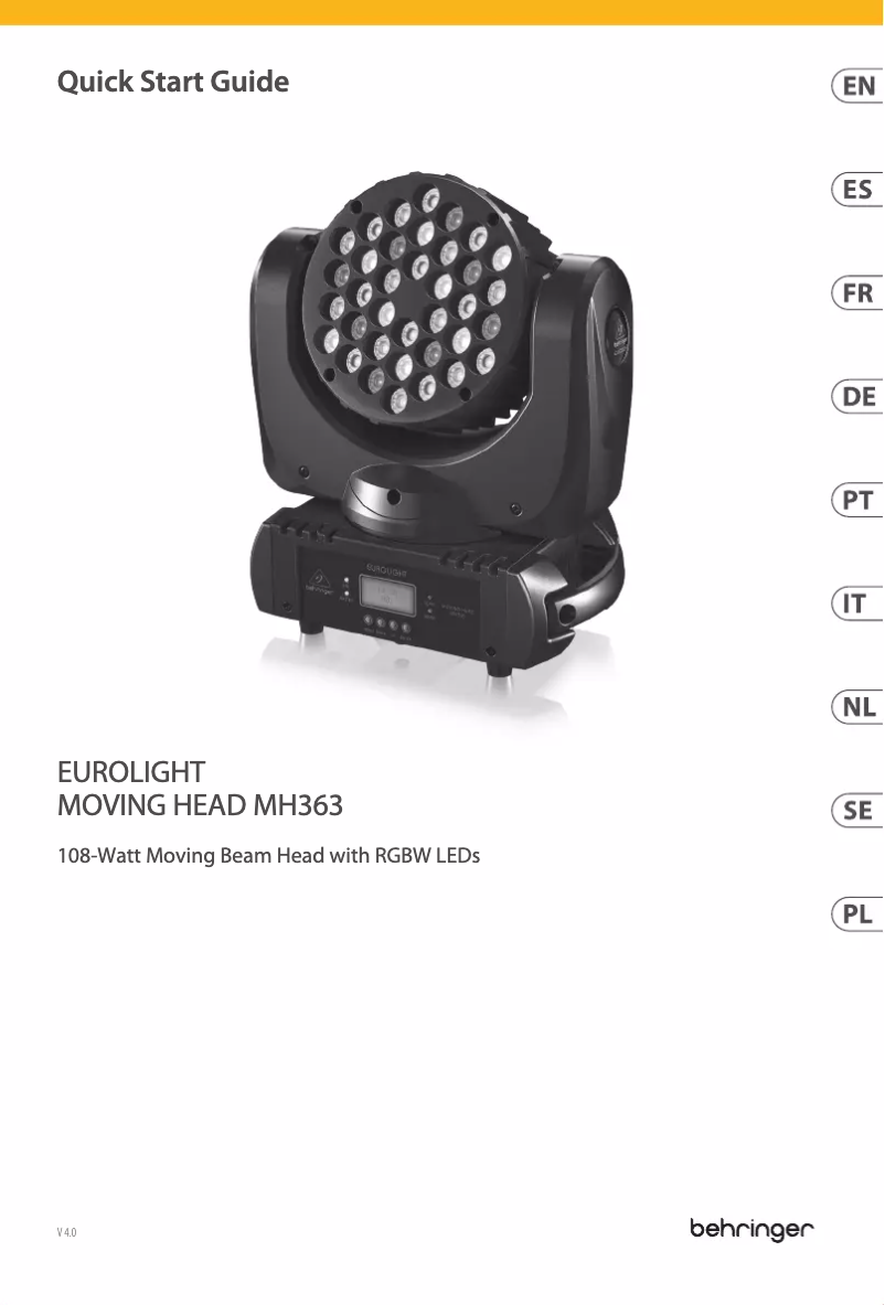 Page n°1 - Guide de démarrage rapide Behringer Eurolight Moving Head MH363