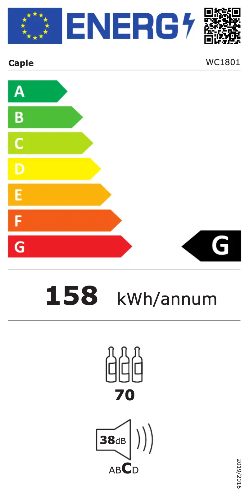 Page n°1 - Label énergétique Caple WC1801
