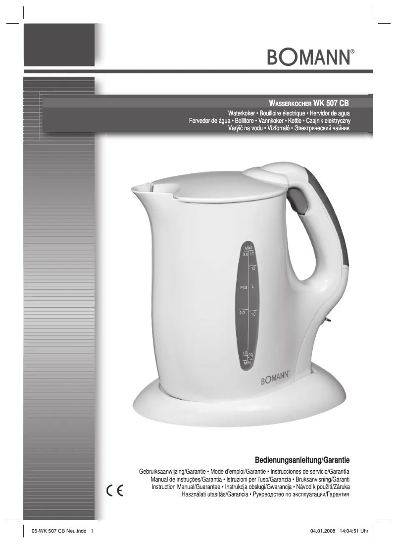 Page 1 de la notice Manuel utilisateur Bomann WK 507 CB
