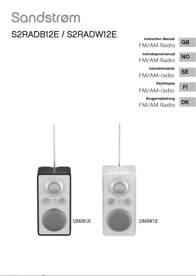 Page 1 de la notice Manuel utilisateur Sandstrøm S2RADB12E