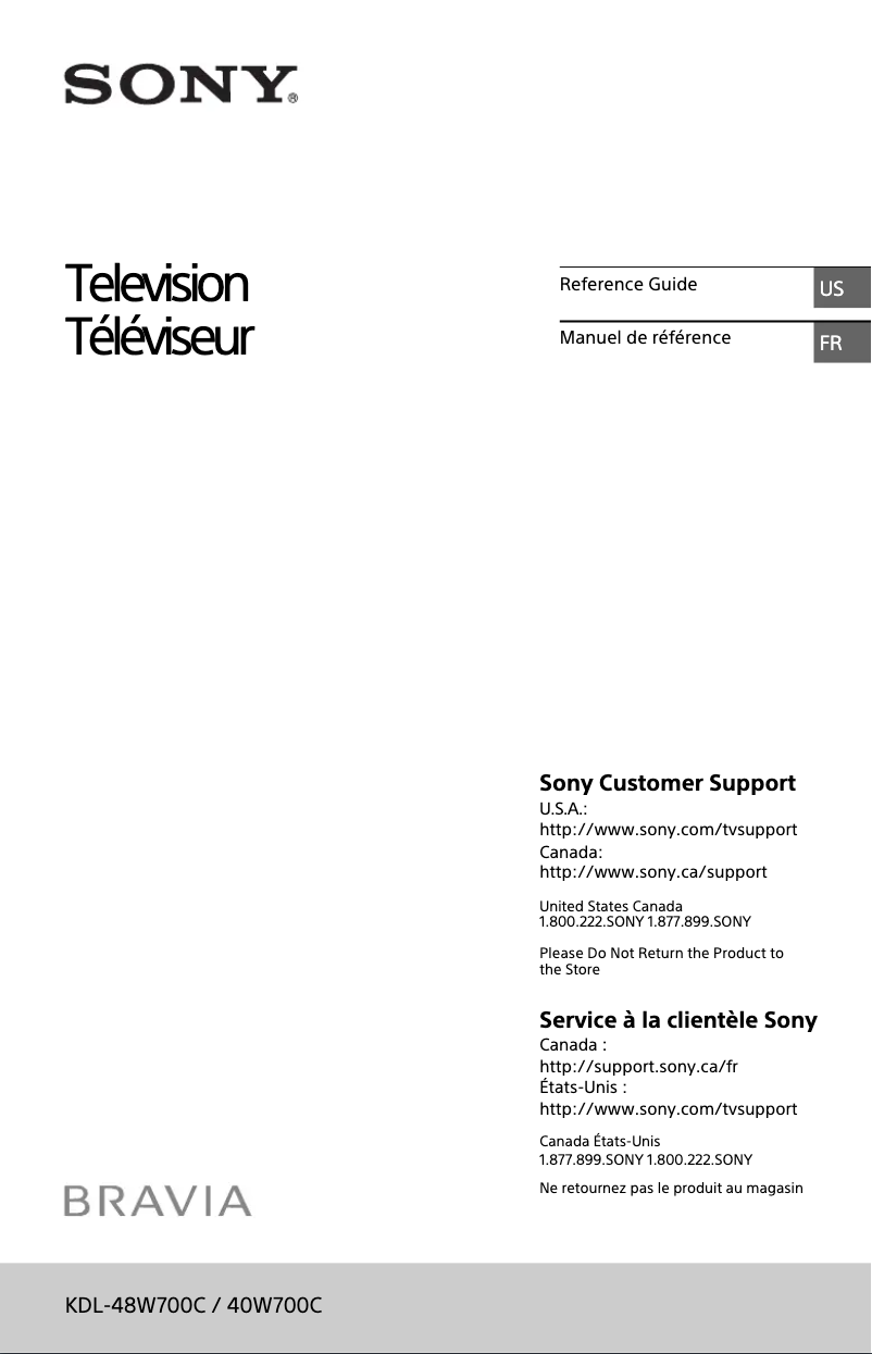 Page 1 de la notice Manuel utilisateur Sony KDL-48W700C