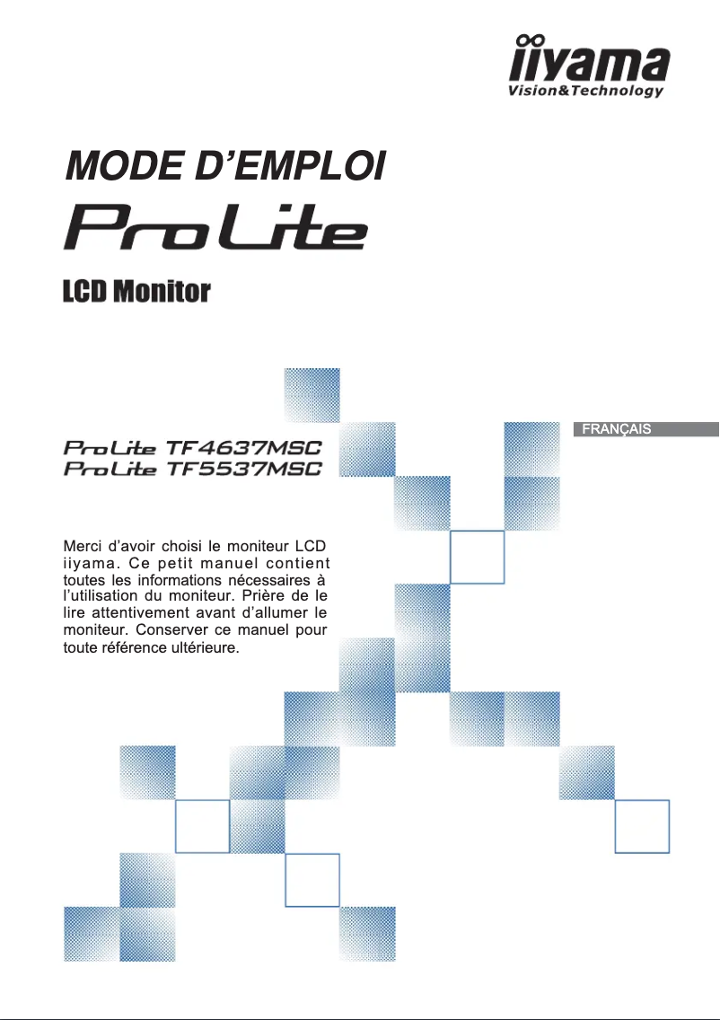 Page 1 de la notice Manuel utilisateur Iiyama ProLite TF5537MSC
