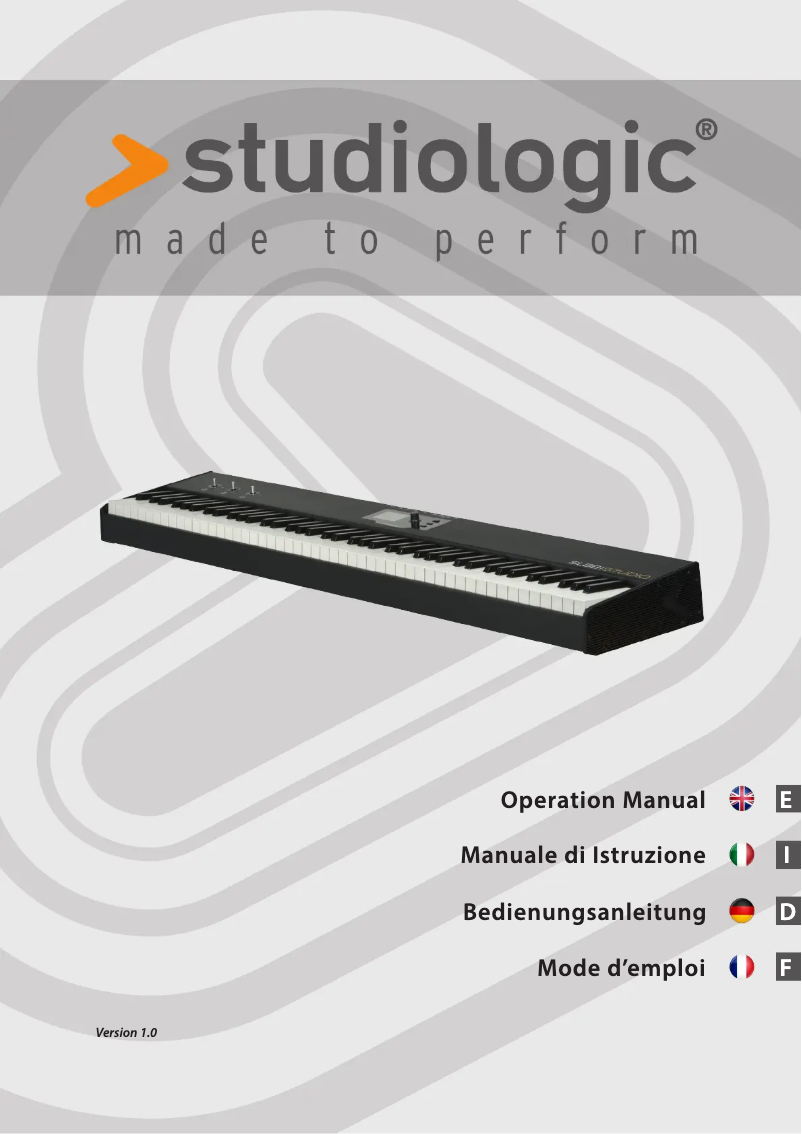 Page n°1 - Manuel utilisateur Studiologic SL88 Grand