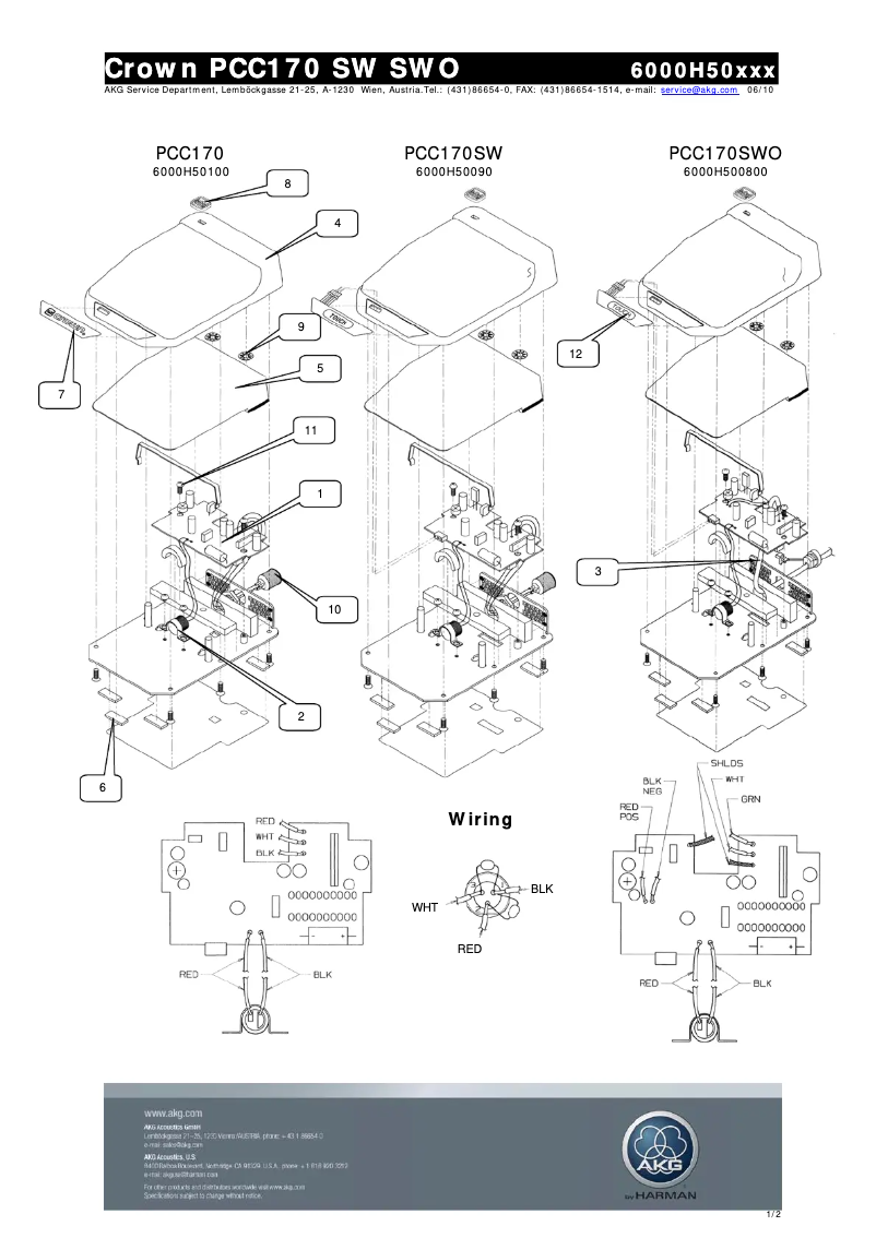 Page n°1 - Manuel utilisateur AKG PCC-170SW