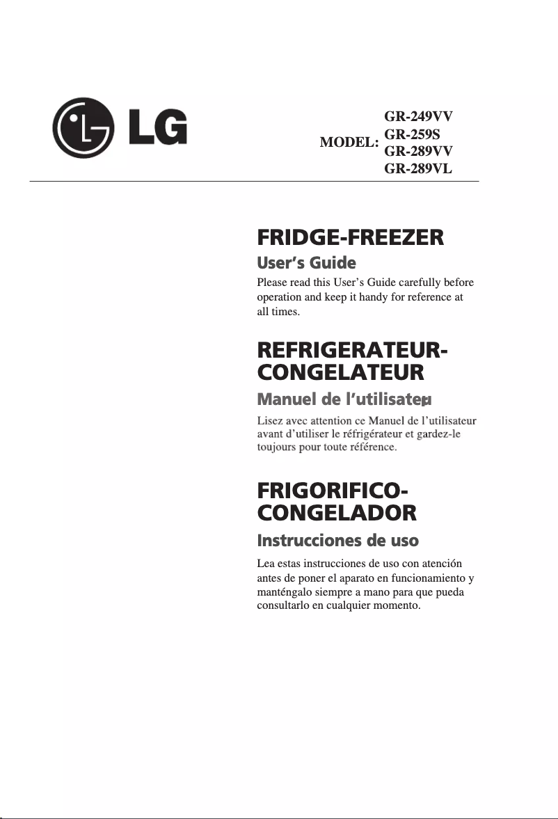 Página 1 del manual Manual de usuario LG GR-259S