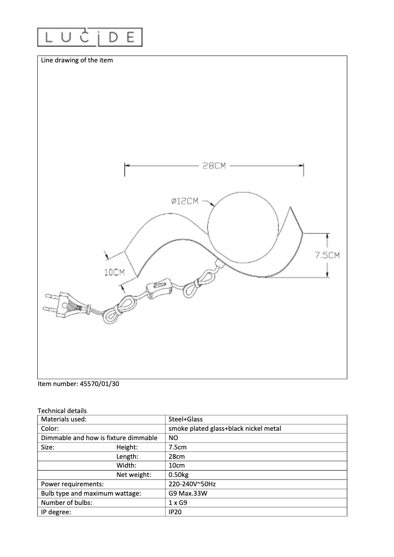 Page 1 de la notice Manuel utilisateur Lucide Yoni