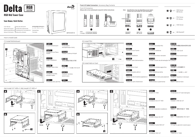 Page 1 de la notice Manuel utilisateur AeroCool Delta