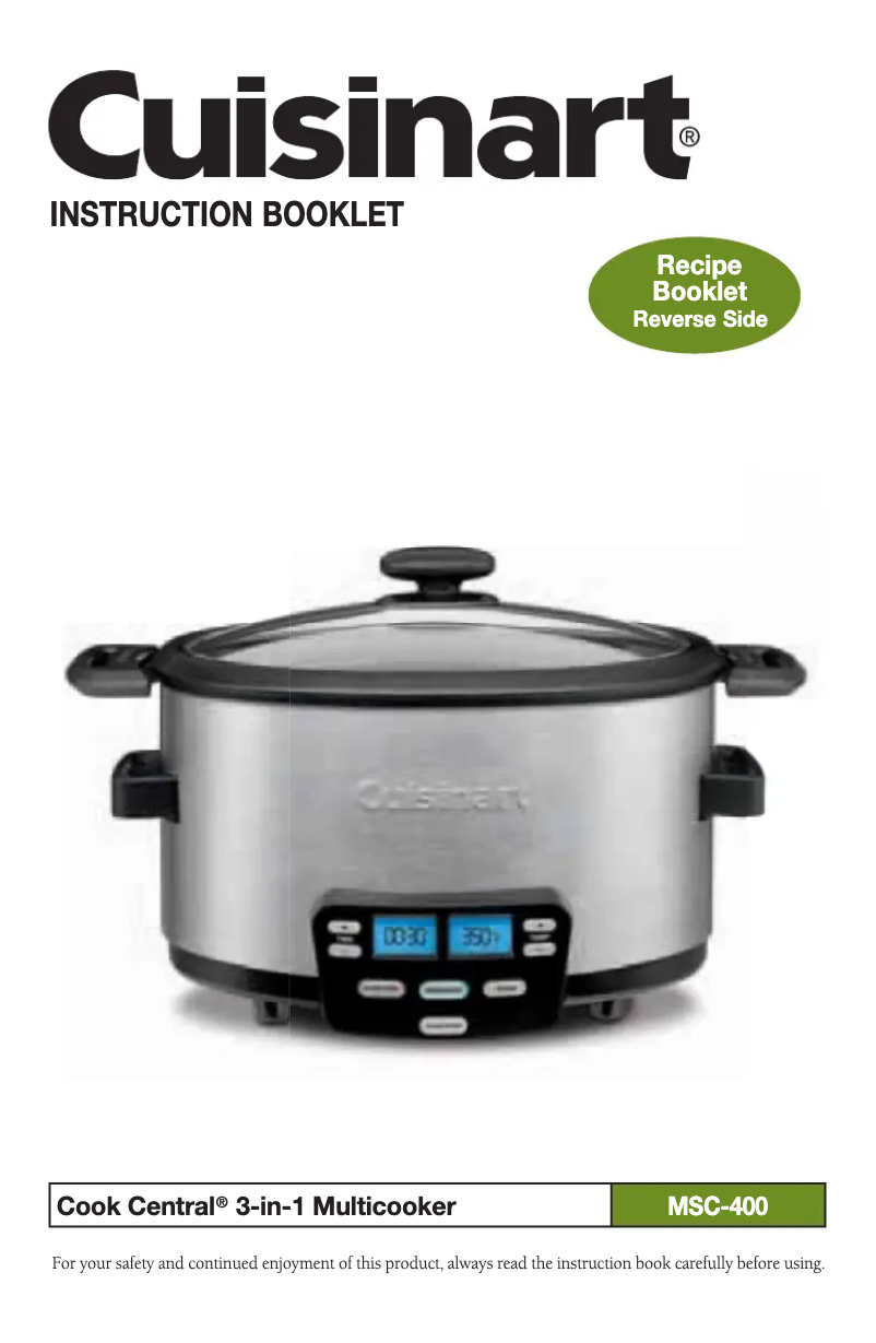 Page 1 de la notice Manuel utilisateur Cuisinart MSC-400