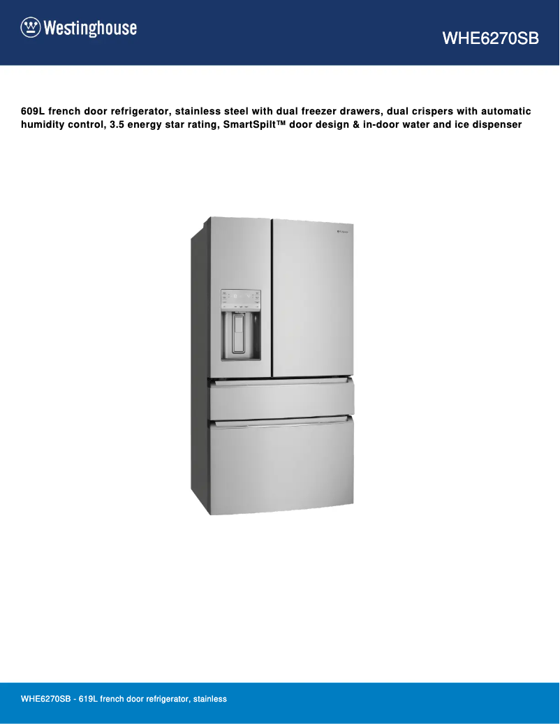 Image de la première page du manuel de l'appareil WHE6270SB