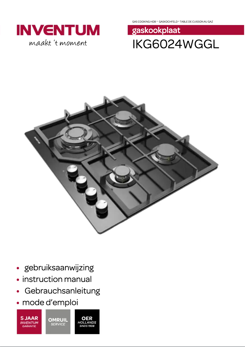 Page 1 de la notice Manuel utilisateur Inventum IKG6024WGGL