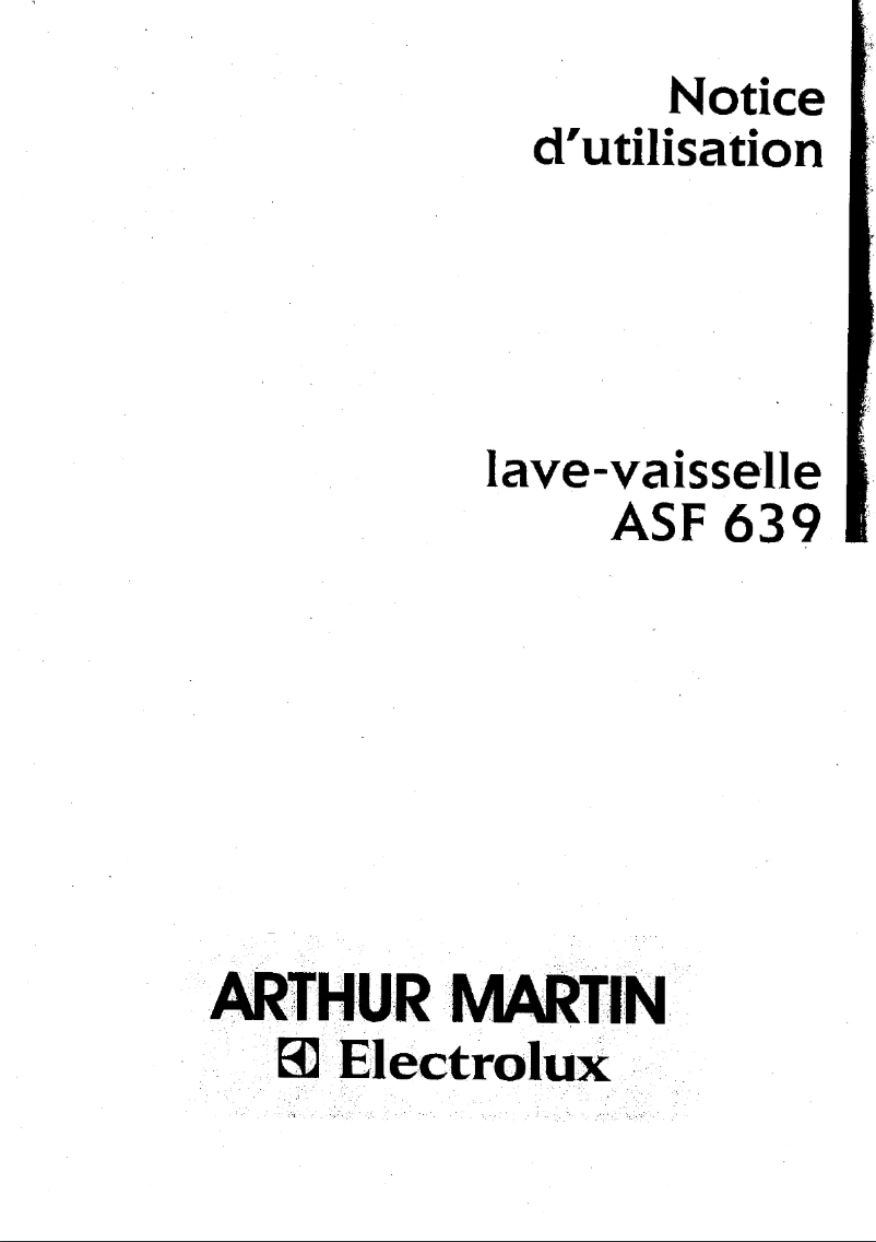 Page n°1 - Manuel utilisateur Arthur Martin-Electrolux ASF 635