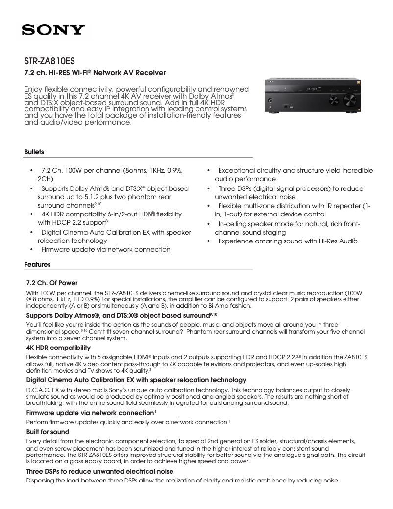 Image de la première page du manuel de l'appareil STR-ZA810ES