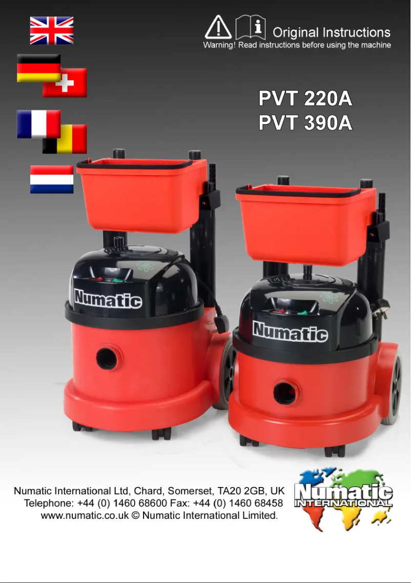 Page 1 de la notice Manuel utilisateur Numatic PVT 220A