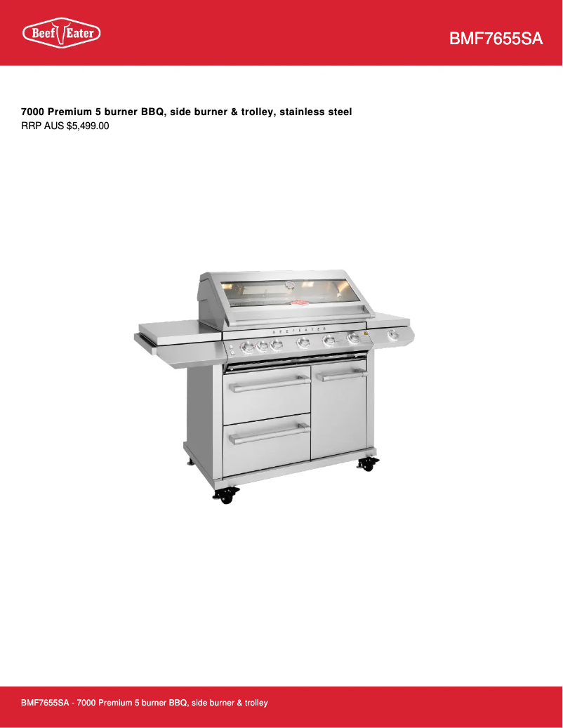 Page 1 de la notice Fiche technique BeefEater BMF7655SA