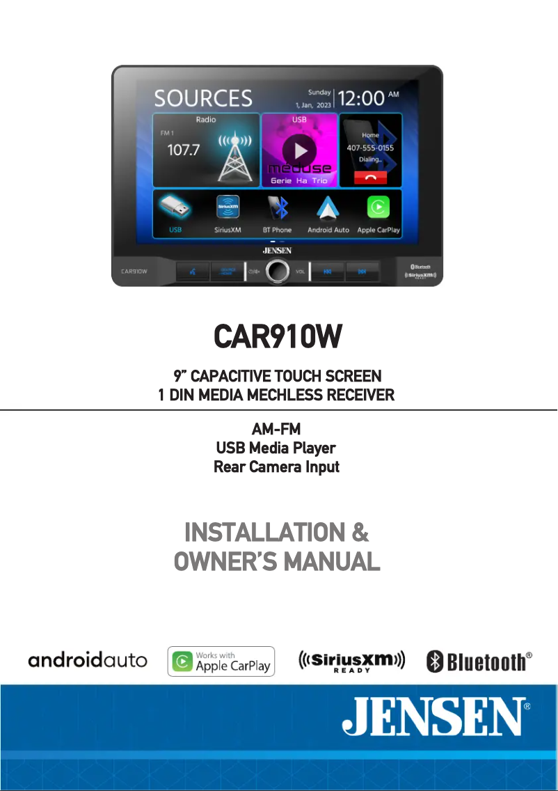Page 1 de la notice Manuel utilisateur Jensen CAR910W