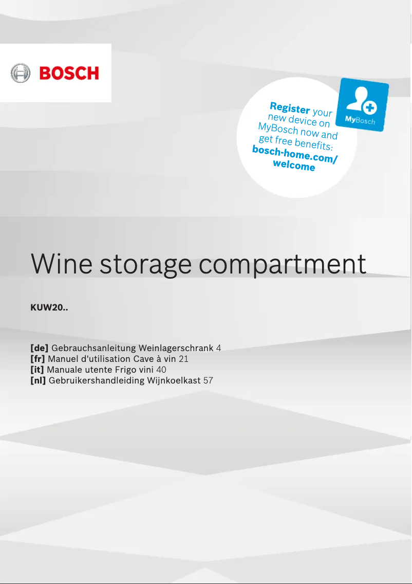 Page n°1 - Manuel utilisateur Bosch KUW20VHF0