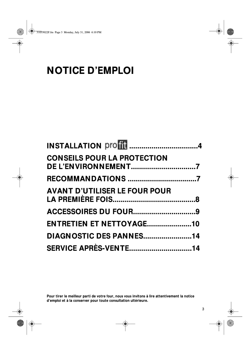 Page 1 de la notice Manuel utilisateur Whirlpool AKZ 222 IX