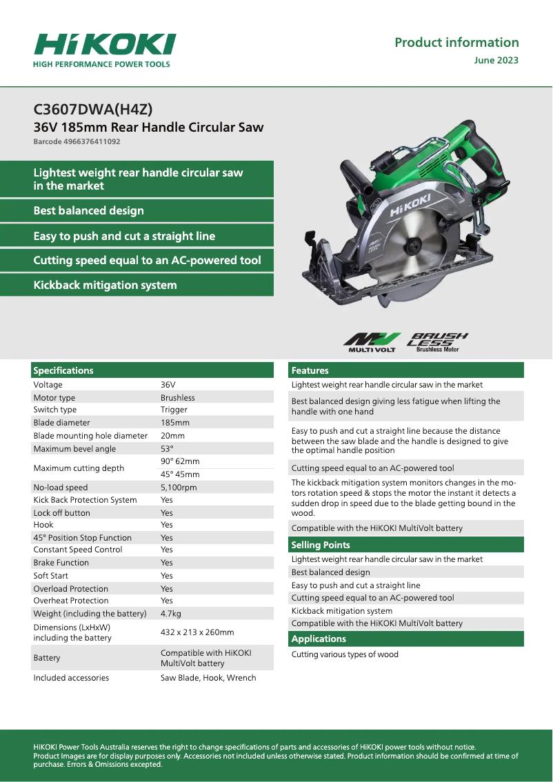 Image de la première page du manuel de l'appareil C3607DWA