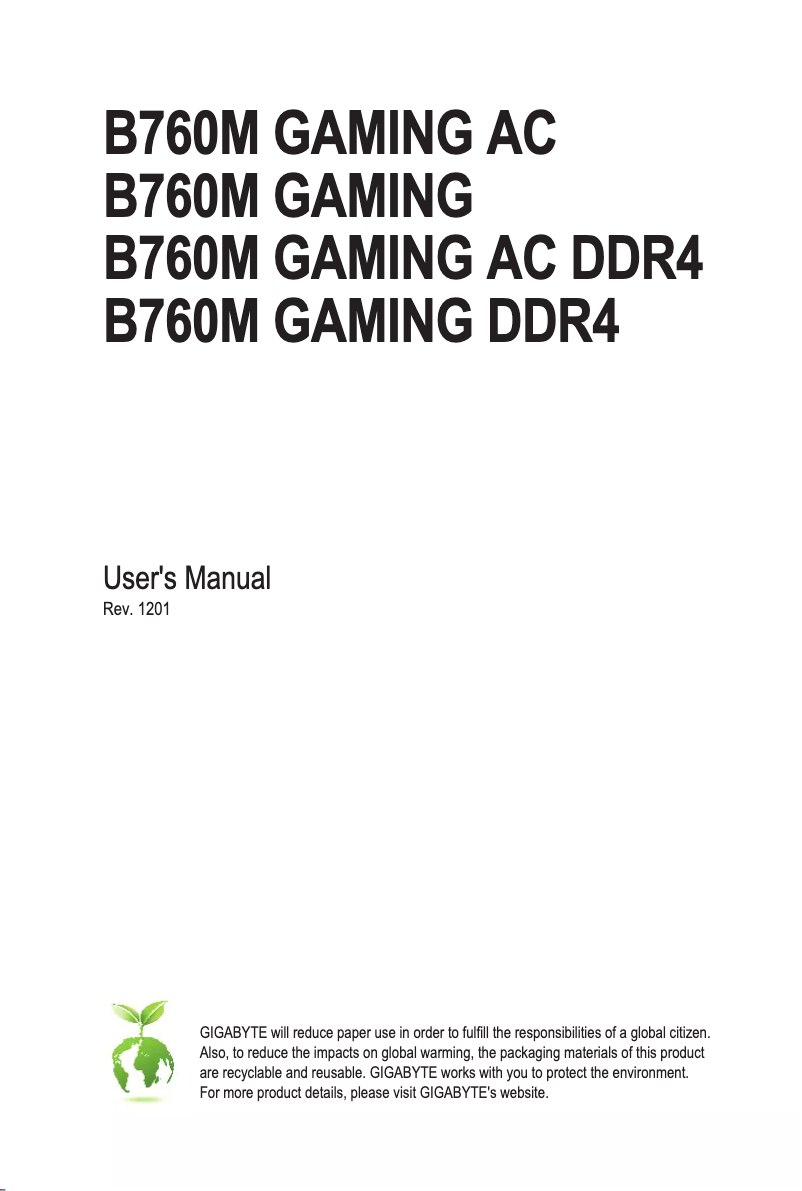 Image de la première page du manuel de l'appareil B760M Gaming AC