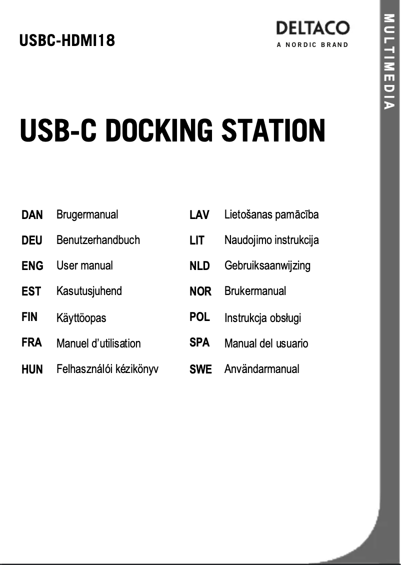 Page 1 de la notice Manuel utilisateur Deltaco USBC-HDMI18