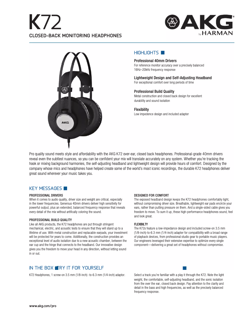Image de la première page du manuel de l'appareil K72