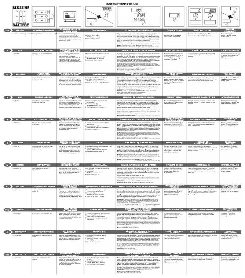 Page n°1 - Manuel utilisateur Salter 4010