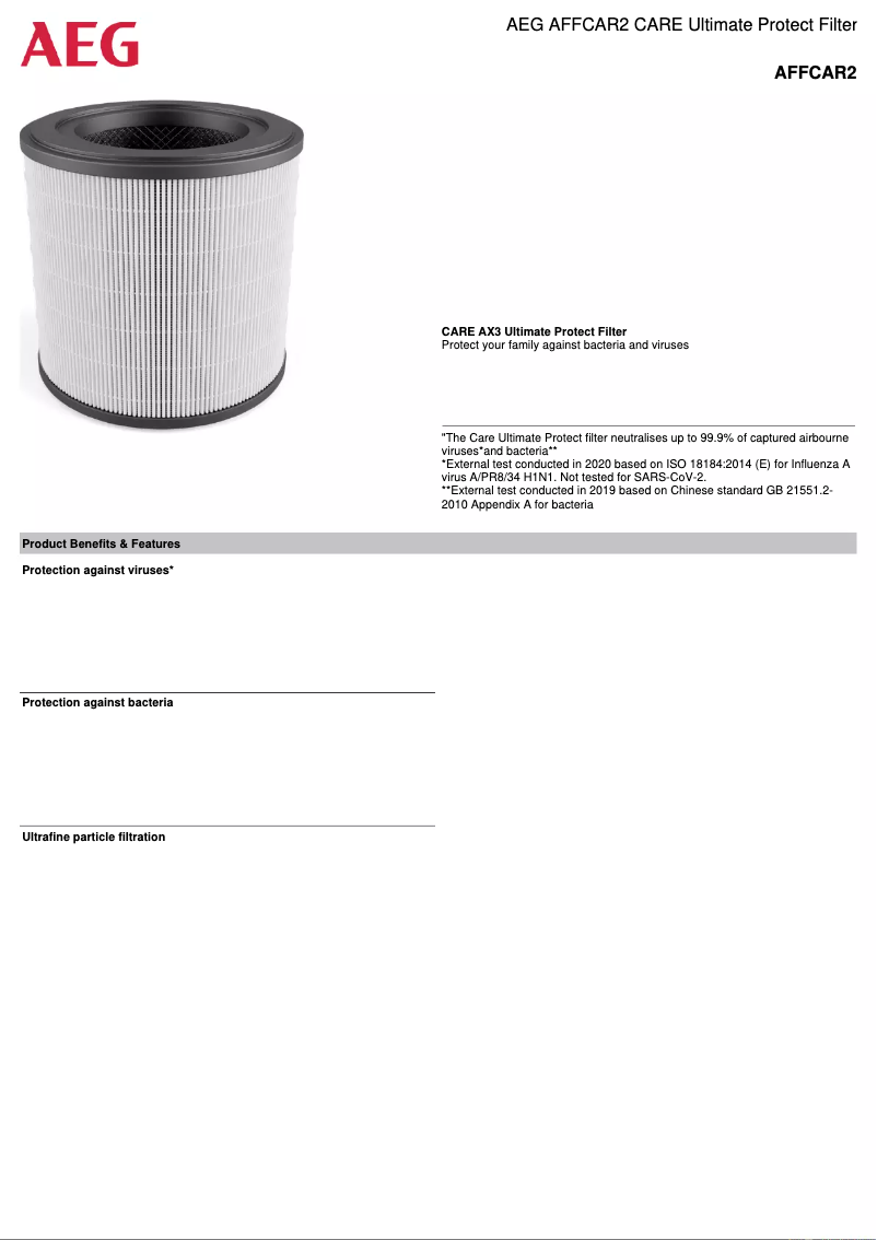 Página 1 del manual Manual de usuario AEG AFFCAR2