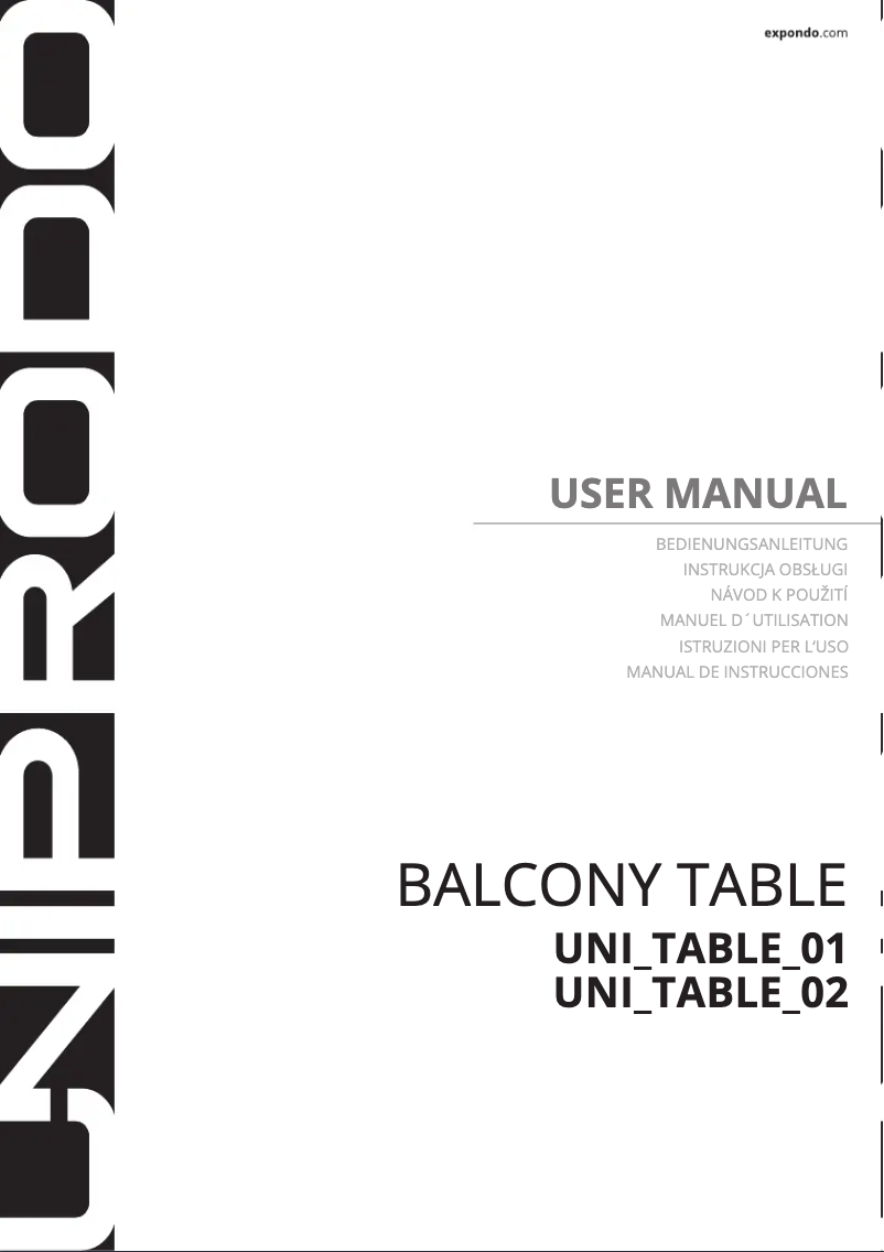 Page 1 de la notice Manuel utilisateur Uniprodo UNI_TABLE_02