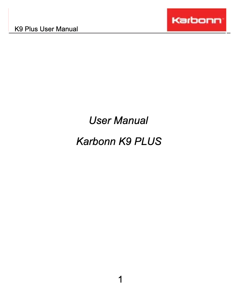 Page n°1 - Manuel utilisateur Karbonn K9 Plus