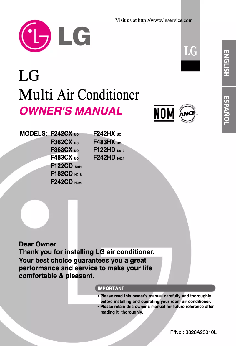 Page 1 de la notice Manuel utilisateur LG F122HD