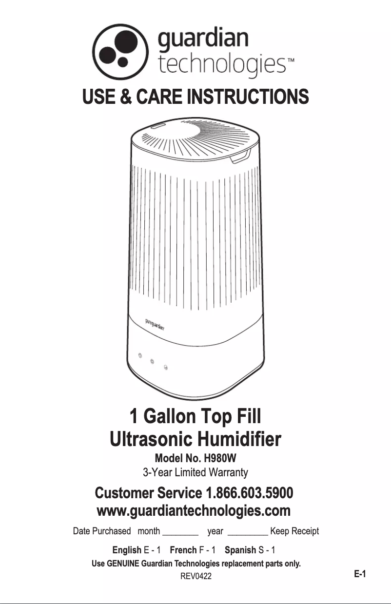 Image de la première page du manuel de l'appareil H980W