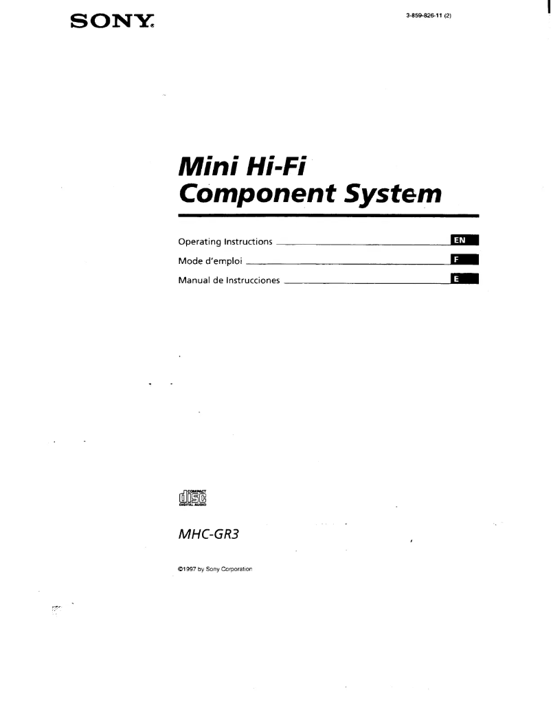 Page n°1 - Manuel utilisateur Sony MHC-GR3