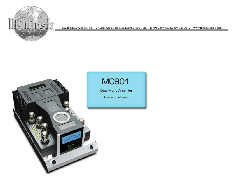 Page 1 de la notice Manuel utilisateur McIntosh MC901